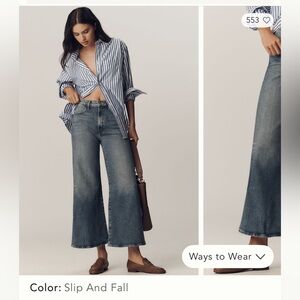 MOTHER The Hustler High Rise roller ankle Jeans in slip and fall